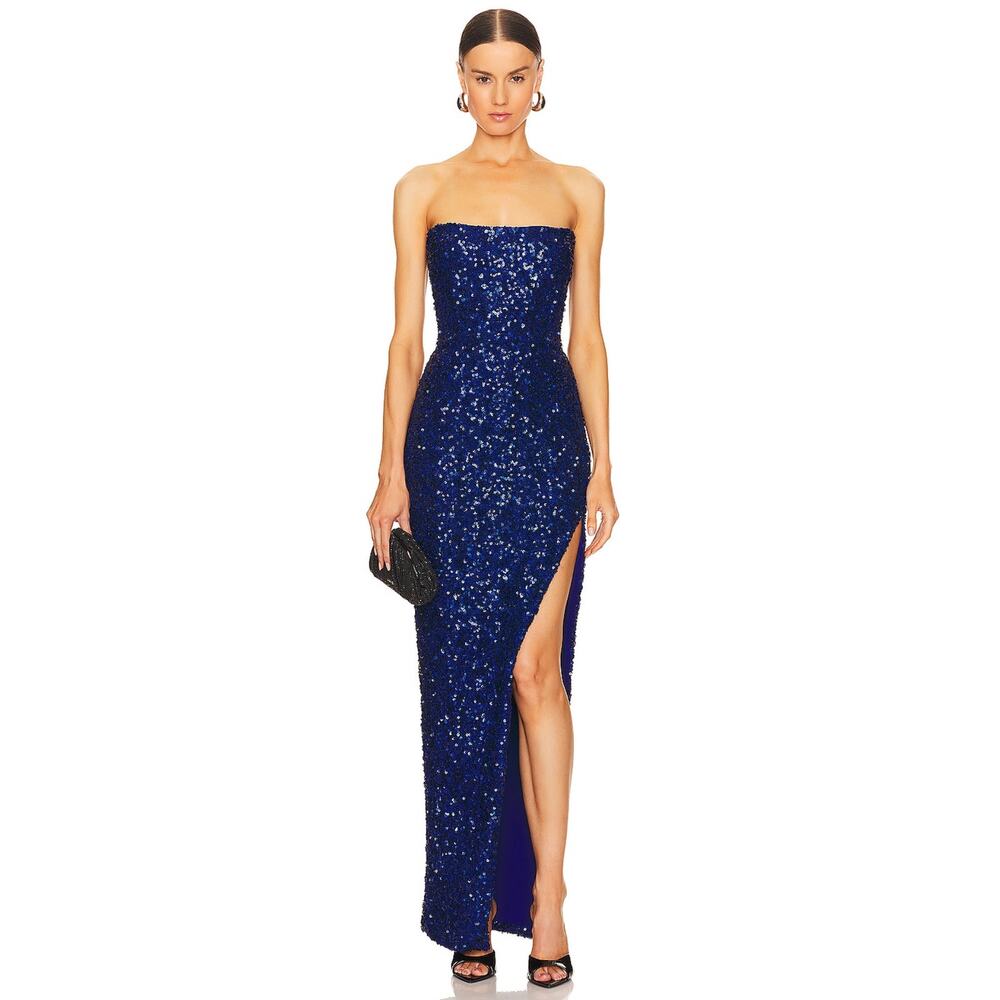 Nookie Strapless Sequin Maxi Dress in Royal Blue
